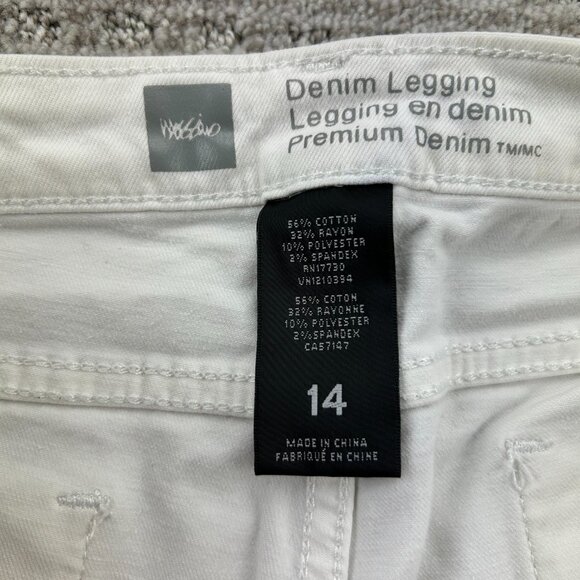 MOSSIMO Denim Legging Pants Women Size 14 White Jeans Zip Bottoms Stretchy - Picture 4 of 12